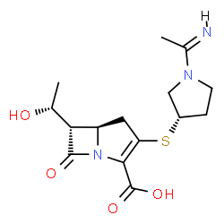 ChemSpider 2D Image | (5R,6S)-3-({(3S)-1-[(1E)-Ethanimidoyl]-3-pyrrolidinyl}sulfanyl)-6-[(1R)-1-hydroxyethyl]-7-oxo-1-azabicyclo[3.2.0]hept-2-ene-2-carboxylic acid | C15H21N3O4S