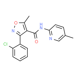 ChemSpider 2D Image | 3-(2-Chlorophenyl)-5-methyl-N-(5-methyl-2-pyridinyl)-1,2-oxazole-4-carboxamide | C17H14ClN3O2