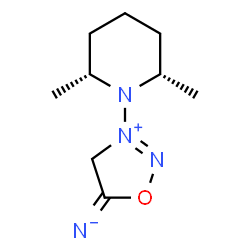 ChemSpider 2D Image | {3-[(2R,6S)-2,6-Dimethyl-1-piperidinyl]-1,2,3-oxadiazol-3-ium-5(4H)-ylidene}azanide | C9H16N4O
