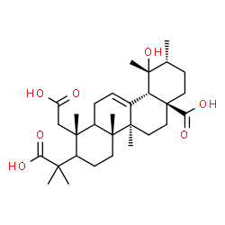 ChemSpider 2D Image | (1R,4aR,4bS,6aS,9R,10R,10aS)-1-(Carboxymethyl)-2-(2-carboxy-2-propanyl)-10-hydroxy-1,4a,4b,9,10-pentamethyl-1,3,4,4a,4b,5,6,7,8,9,10,10a,12,12a-tetradecahydro-6a(2H)-chrysenecarboxylic acid | C30H46O7