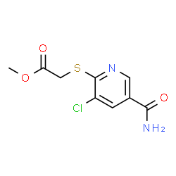 ChemSpider 2D Image | Methyl [(5-carbamoyl-3-chloro-2-pyridinyl)sulfanyl]acetate | C9H9ClN2O3S