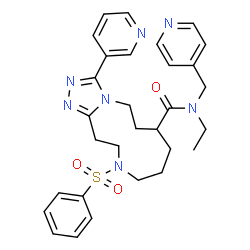 ChemSpider 2D Image | N-Ethyl-11-(phenylsulfonyl)-3-(3-pyridinyl)-N-(4-pyridinylmethyl)-6,7,8,9,10,11,12,13-octahydro-5H-[1,2,4]triazolo[4,3-a][1,5]diazacycloundecine-7-carboxamide | C30H35N7O3S