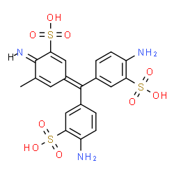 ChemSpider 2D Image | 3,3'-{[(4E)-4-Imino-3-methyl-5-sulfo-2,5-cyclohexadien-1-ylidene]methylene}bis(6-aminobenzenesulfonic acid) | C20H19N3O9S3