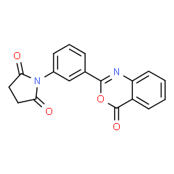 ChemSpider 2D Image | 1-[3-(4-Oxo-4H-3,1-benzoxazin-2-yl)phenyl]-2,5-pyrrolidinedione | C18H12N2O4
