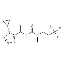 ChemSpider 2D Image | 3-[1-(1-Cyclopropyl-1H-tetrazol-5-yl)ethyl]-1-methyl-1-(3,3,3-trifluoropropyl)urea | C11H17F3N6O
