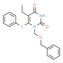 ChemSpider 2D Image | 1-[(Benzyloxy)methyl]-5-ethyl-6-(phenylsulfanyl)-2,4(1H,3H)-pyrimidinedione | C20H20N2O3S