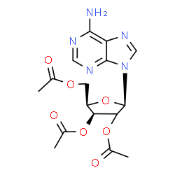 ChemSpider 2D Image | 9-[(2xi)-2,3,5-Tri-O-acetyl-beta-D-threo-pentofuranosyl]-9H-purin-6-amine | C16H19N5O7