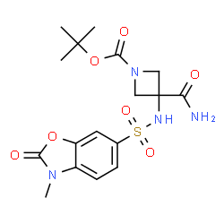 ChemSpider 2D Image | 2-Methyl-2-propanyl 3-carbamoyl-3-{[(3-methyl-2-oxo-2,3-dihydro-1,3-benzoxazol-6-yl)sulfonyl]amino}-1-azetidinecarboxylate | C17H22N4O7S