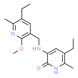 ChemSpider 2D Image | 5-ethyl-3-{[(5-ethyl-2-methoxy-6-methylpyridin-3-yl)methyl]amino}-6-methylpyridin-2-ol | C18H25N3O2