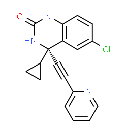 ChemSpider 2D Image | (4S)-6-Chloro-4-cyclopropyl-4-(2-pyridinylethynyl)-3,4-dihydro-2(1H)-quinazolinone | C18H14ClN3O