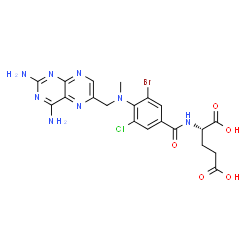 ChemSpider 2D Image | N-(3-Bromo-5-chloro-4-{[(2,4-diamino-6-pteridinyl)methyl](methyl)amino}benzoyl)-L-glutamic acid | C20H20BrClN8O5