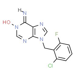 ChemSpider 2D Image | (6Z)-9-(2-Chloro-6-fluorobenzyl)-6-imino-6,9-dihydro-1H-purin-1-ol | C12H9ClFN5O