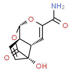 ChemSpider 2D Image | (1S,4S,7R,8S)-4-Hydroxy-3-oxo-2,11-dioxatricyclo[5.4.0.0~4,8~]undeca-5,9-diene-10-carboxamide | C10H9NO5