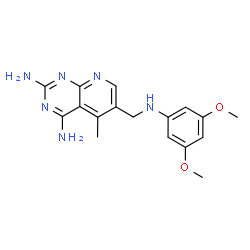 ChemSpider 2D Image | 6-{[(3,5-Dimethoxyphenyl)amino]methyl}-5-methylpyrido[2,3-d]pyrimidine-2,4-diamine | C17H20N6O2