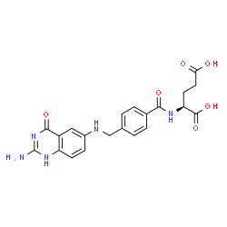 ChemSpider 2D Image | N-(4-{[(2-Amino-4-oxo-1,4-dihydro-6-quinazolinyl)amino]methyl}benzoyl)-L-glutamic acid | C21H21N5O6