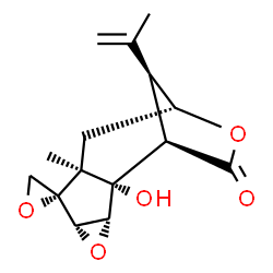 ChemSpider 2D Image | (1R,2S,3R,5S,6S,7S,9R,12S)-2-Hydroxy-12-isopropenyl-7-methyl-11H-spiro[4,10-dioxatetracyclo[7.2.1.0~2,7~.0~3,5~]dodecane-6,2'-oxiran]-11-one | C15H18O5