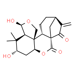 ChemSpider 2D Image | (1S,4S,6S,8R,9S,12S,13S,16R)-6,9-Dihydroxy-7,7-dimethyl-17-methylene-3,10-dioxapentacyclo[14.2.1.0~1,13~.0~4,12~.0~8,12~]nonadecane-2,18-dione | C20H26O6