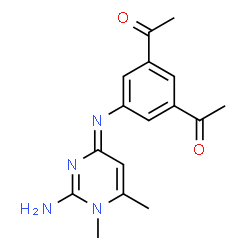 ChemSpider 2D Image | 1,1'-{5-[(E)-(2-Amino-1,6-dimethyl-4(1H)-pyrimidinylidene)amino]-1,3-phenylene}diethanone | C16H18N4O2