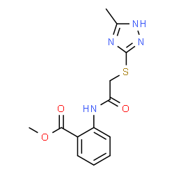 ChemSpider 2D Image | Methyl 2-({[(5-methyl-1H-1,2,4-triazol-3-yl)sulfanyl]acetyl}amino)benzoate | C13H14N4O3S