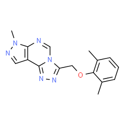 ChemSpider 2D Image | 3-[(2,6-Dimethylphenoxy)methyl]-7-methyl-7H-pyrazolo[4,3-e][1,2,4]triazolo[4,3-c]pyrimidine | C16H16N6O