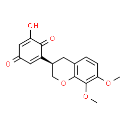 ChemSpider 2D Image | 2-[(3R)-7,8-Dimethoxy-3,4-dihydro-2H-chromen-3-yl]-6-hydroxy-1,4-benzoquinone | C17H16O6