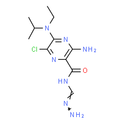 ChemSpider 2D Image | 3-Amino-6-chloro-5-[ethyl(isopropyl)amino]-N-[(E)-hydrazonomethyl]-2-pyrazinecarboxamide | C11H18ClN7O