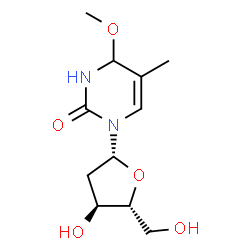 ChemSpider 2D Image | 1-(2-Deoxy-beta-D-erythro-pentofuranosyl)-4-methoxy-5-methyl-3,4-dihydro-2(1H)-pyrimidinone | C11H18N2O5