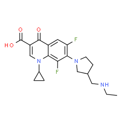ChemSpider 2D Image | 1-Cyclopropyl-7-{3-[(ethylamino)methyl]-1-pyrrolidinyl}-6,8-difluoro-4-oxo-1,4-dihydro-3-quinolinecarboxylic acid | C20H23F2N3O3