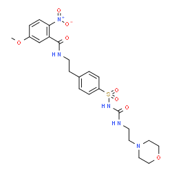 ChemSpider 2D Image | 5-Methoxy-N-{2-[4-({[2-(4-morpholinyl)ethyl]carbamoyl}sulfamoyl)phenyl]ethyl}-2-nitrobenzamide | C23H29N5O8S