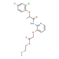 ChemSpider 2D Image | 2-Methoxyethyl [(2-{[2-(2,4-dichlorophenoxy)propanoyl]amino}-3-pyridinyl)oxy]acetate | C19H20Cl2N2O6