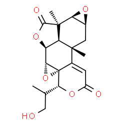 ChemSpider 2D Image | (4R,4aR,5aR,5bS,5cR,7aR,7bR,8aS,9aS)-4-[(2R)-1-Hydroxy-2-propanyl]-7a,9a-dimethyl-5a,5b,5c,7a,7b,8a,9,9a-octahydro-2H,7H-oxireno[4,5][2]benzofuro[7,1-fg]oxireno[i]isochromene-2,7-dione | C19H22O7