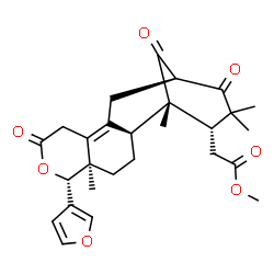 ChemSpider 2D Image | Methyl [(1S,2S,5R,6R,13R,16S)-6-(3-furyl)-1,5,15,15-tetramethyl-8,14,17-trioxo-7-oxatetracyclo[11.3.1.0~2,11~.0~5,10~]heptadec-10-en-16-yl]acetate | C27H32O7