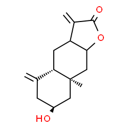 ChemSpider 2D Image | (4aS,7S,8aR)-7-Hydroxy-8a-methyl-3,5-bis(methylene)decahydronaphtho[2,3-b]furan-2(3H)-one | C15H20O3
