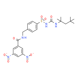 ChemSpider 2D Image | 3,5-Dinitro-N-(4-{[(2,4,4-trimethyl-2-pentanyl)carbamoyl]sulfamoyl}benzyl)benzamide | C23H29N5O8S