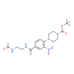 ChemSpider 2D Image | 2-Methyl-2-propanyl 4-{4-[(2-acetamidoethyl)carbamoyl]-2-nitrophenyl}-1-piperazinecarboxylate | C20H29N5O6