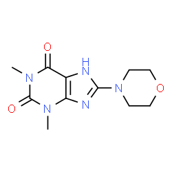 ChemSpider 2D Image | 1,3-dimethyl-8-morpholin-4-yl-3,7-dihydro-1H-purine-2,6-dione | C11H15N5O3