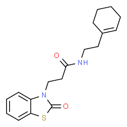 ChemSpider 2D Image | N-[2-(1-cyclohexenyl)ethyl]-3-(2-oxo-1,3-benzothiazol-3-yl)propanamide | C18H22N2O2S