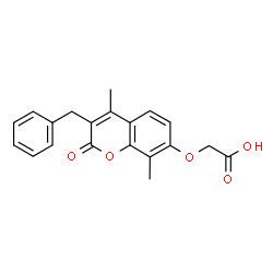 ChemSpider 2D Image | [(3-Benzyl-4,8-dimethyl-2-oxo-2H-chromen-7-yl)oxy]acetic acid | C20H18O5