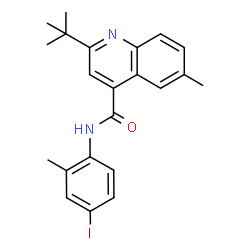 ChemSpider 2D Image | N-(4-Iodo-2-methylphenyl)-6-methyl-2-(2-methyl-2-propanyl)-4-quinolinecarboxamide | C22H23IN2O