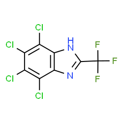 ChemSpider 2D Image | 4,5,6,7-tetrachloro-2-trifluoromethylbenzimidazole | C8HCl4F3N2