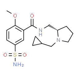ChemSpider 2D Image | N-{[(2S)-1-(Cyclopropylmethyl)-2-pyrrolidinyl]methyl}-2-methoxy-5-sulfamoylbenzamide | C17H25N3O4S