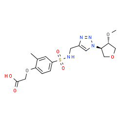ChemSpider 2D Image | {4-[({1-[(3R,4S)-4-Methoxytetrahydro-3-furanyl]-1H-1,2,3-triazol-4-yl}methyl)sulfamoyl]-2-methylphenoxy}acetic acid | C17H22N4O7S