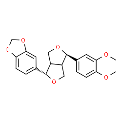 ChemSpider 2D Image | 5-[(1S,4R)-4-(3,4-Dimethoxyphenyl)tetrahydro-1H,3H-furo[3,4-c]furan-1-yl]-1,3-benzodioxole | C21H22O6