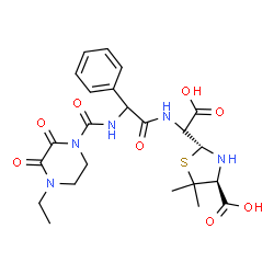 ChemSpider 2D Image | (2R,4S)-2-(Carboxy{[{[(4-ethyl-2,3-dioxo-1-piperazinyl)carbonyl]amino}(phenyl)acetyl]amino}methyl)-5,5-dimethyl-1,3-thiazolidine-4-carboxylic acid | C23H29N5O8S