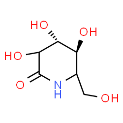 ChemSpider 2D Image | (4R,5S)-3,4,5-Trihydroxy-6-(hydroxymethyl)-2-piperidinone | C6H11NO5