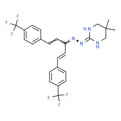 ChemSpider 2D Image | 2-({(1E,4E)-1,5-Bis[4-(trifluoromethyl)phenyl]-1,4-pentadien-3-ylidene}hydrazono)-5,5-dimethylhexahydropyrimidine | C25H24F6N4