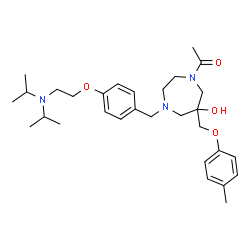 ChemSpider 2D Image | 1-(4-{4-[2-(Diisopropylamino)ethoxy]benzyl}-6-hydroxy-6-[(4-methylphenoxy)methyl]-1,4-diazepan-1-yl)ethanone | C30H45N3O4
