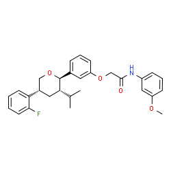 ChemSpider 2D Image | 2-{3-[(2R,3S,5R)-5-(2-Fluorophenyl)-3-isopropyltetrahydro-2H-pyran-2-yl]phenoxy}-N-(3-methoxyphenyl)acetamide | C29H32FNO4