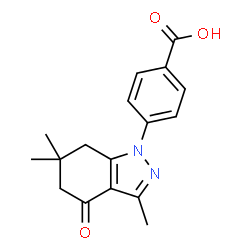 ChemSpider 2D Image | 4-(3,6,6-Trimethyl-4-oxo-4,5,6,7-tetrahydro-1H-indazol-1-yl)benzoic acid | C17H18N2O3