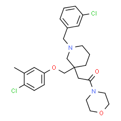 ChemSpider 2D Image | 2-{1-(3-Chlorobenzyl)-3-[(4-chloro-3-methylphenoxy)methyl]-3-piperidinyl}-1-(4-morpholinyl)ethanone | C26H32Cl2N2O3